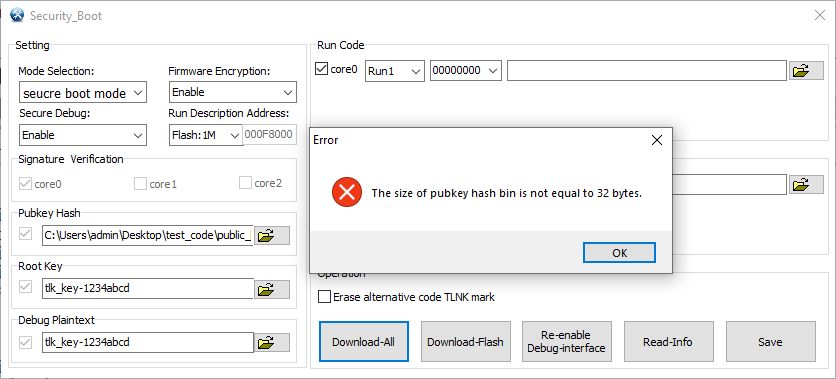 Public key hash file error