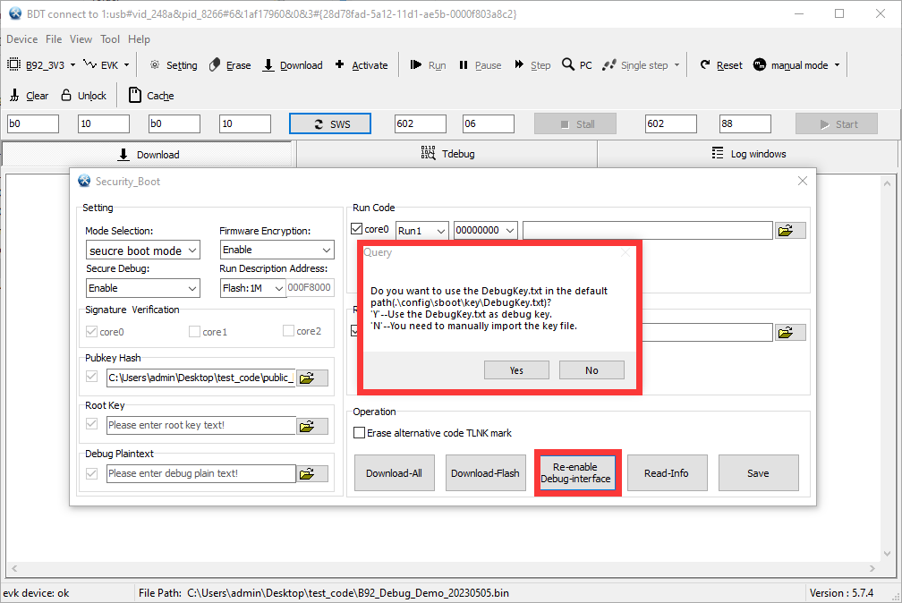 Re-enable Debug interface