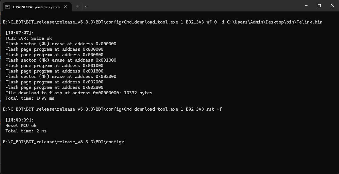 Reset MCU to download firmware