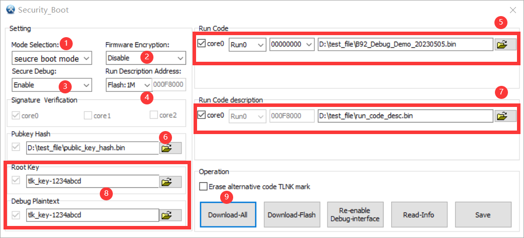 "Secure Boot + Secure Debug" burning steps