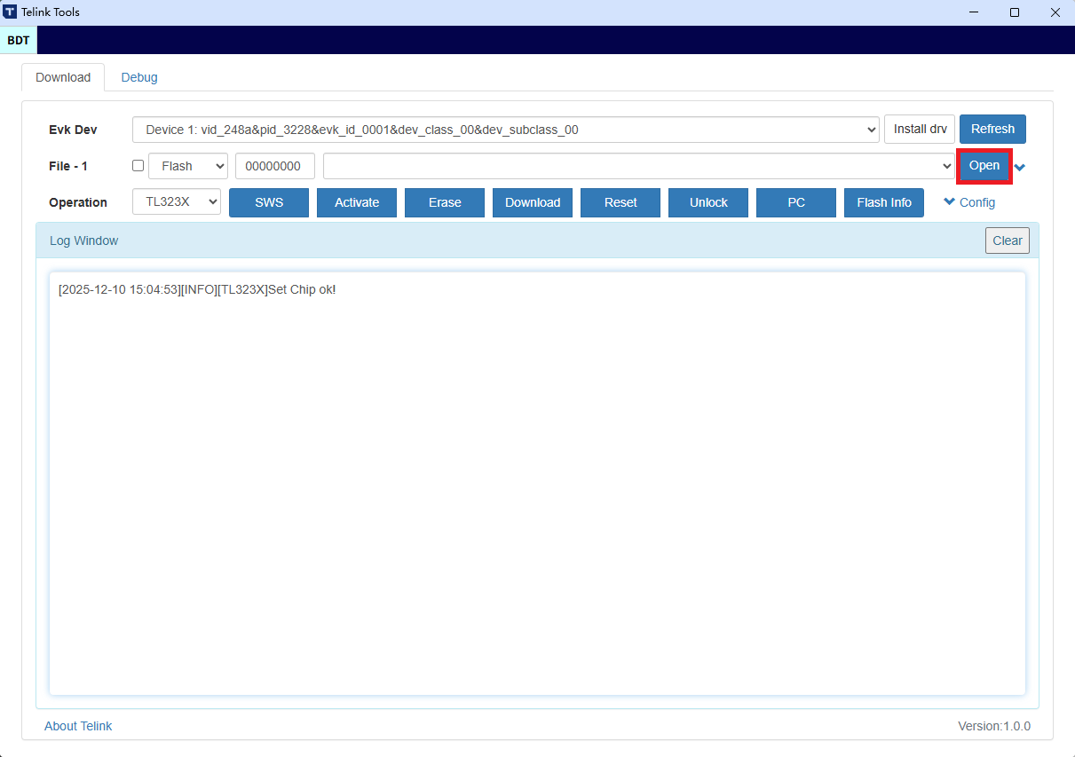 Open File Selection Window