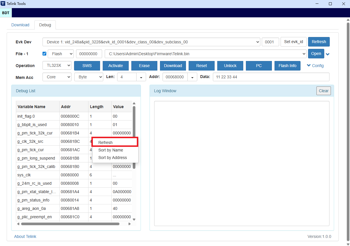 Refresh Variable List