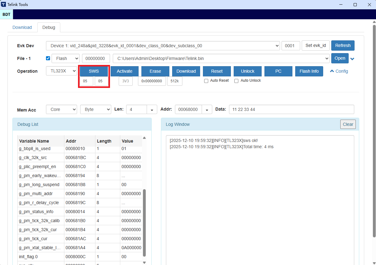 Set Swire Sync Speed