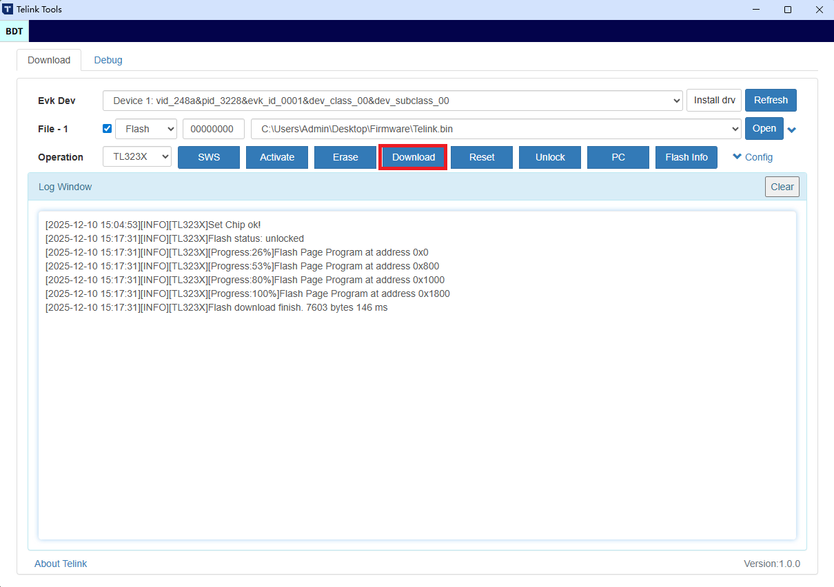 Download Firmware to Flash