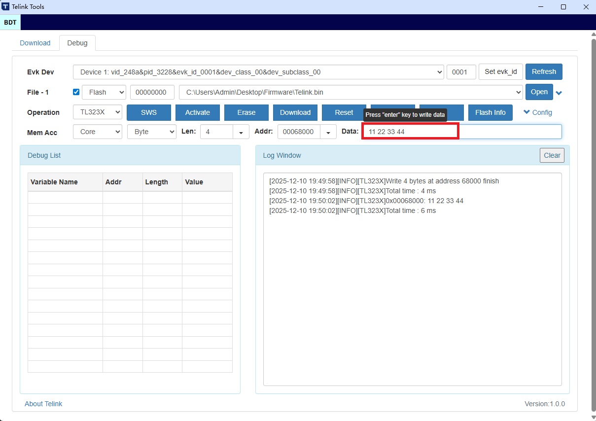Set Data and Start Writing