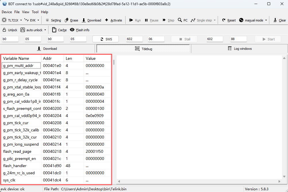 Update variable list