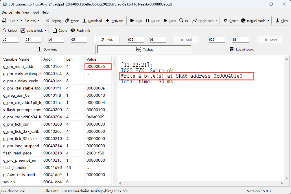 Write data to specified address