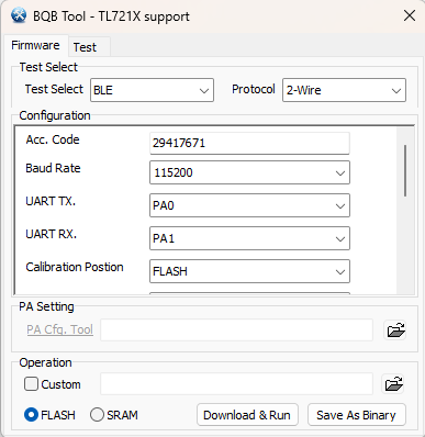 BQB tool firmware download interface