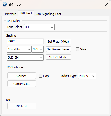EMI test interface