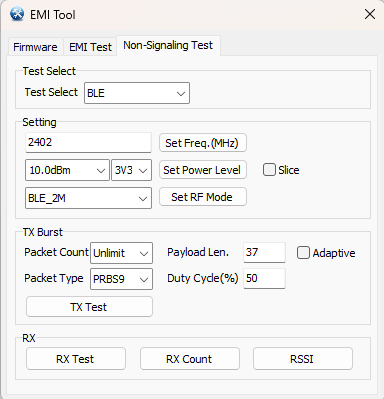 Non-signaling test interface