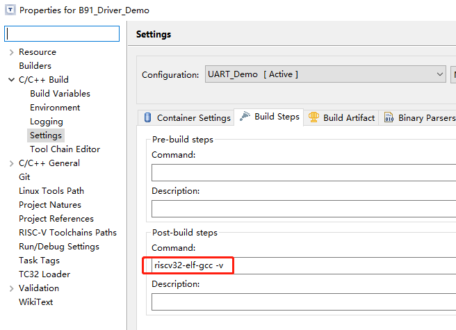 GCC version setting in Post command