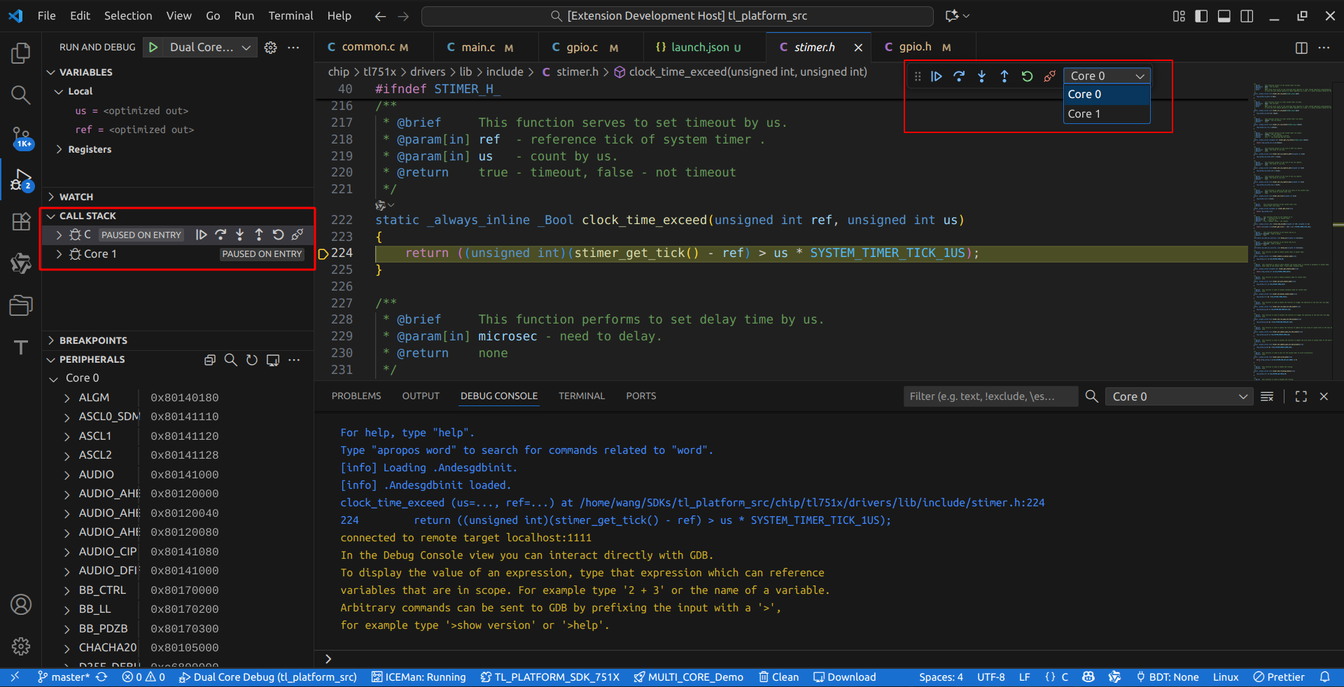 Dual-core Debug View