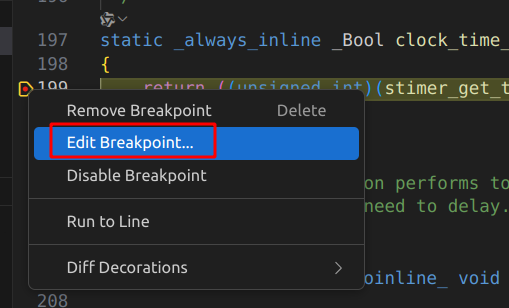 Edit Breakpoint