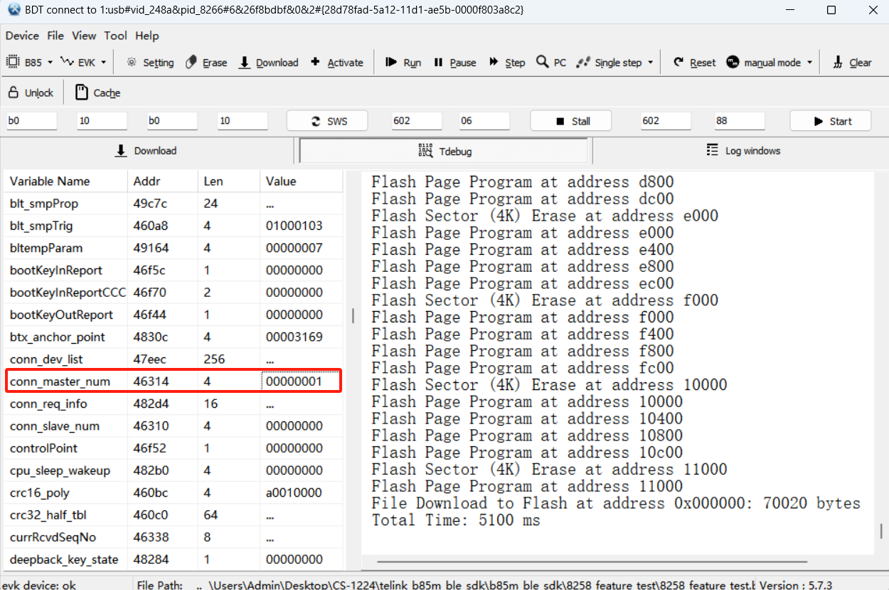conn_master_num=1 in Tdebug
