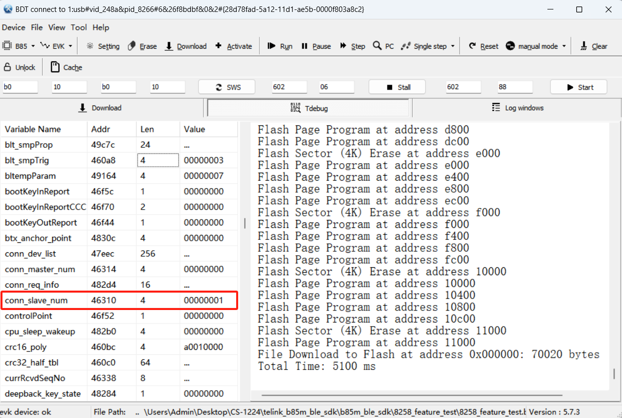 conn_slave_num=1 in Tdebug