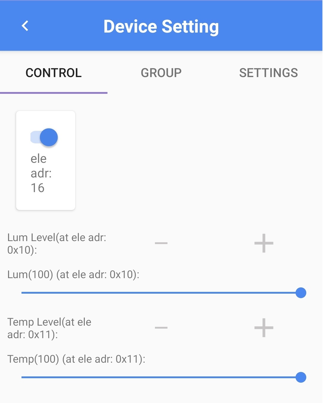 light设备Device Setting界面