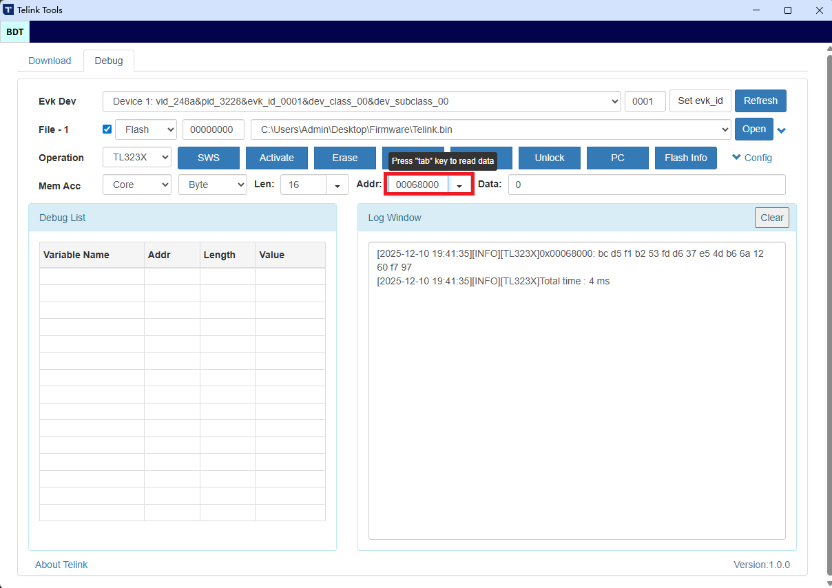 设置起始地址并开始读取