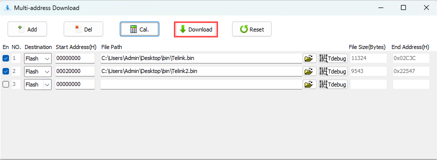 “Download” 按钮