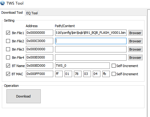 TWS_Tool/Download_Tool界面