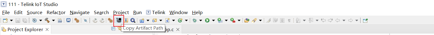 在工具栏中的Copy artifact path