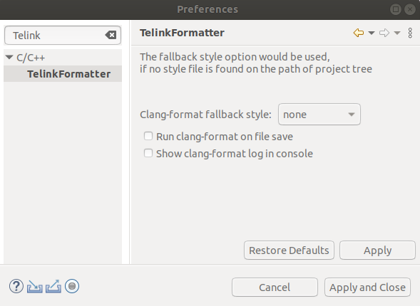 Telink Formatter Preference