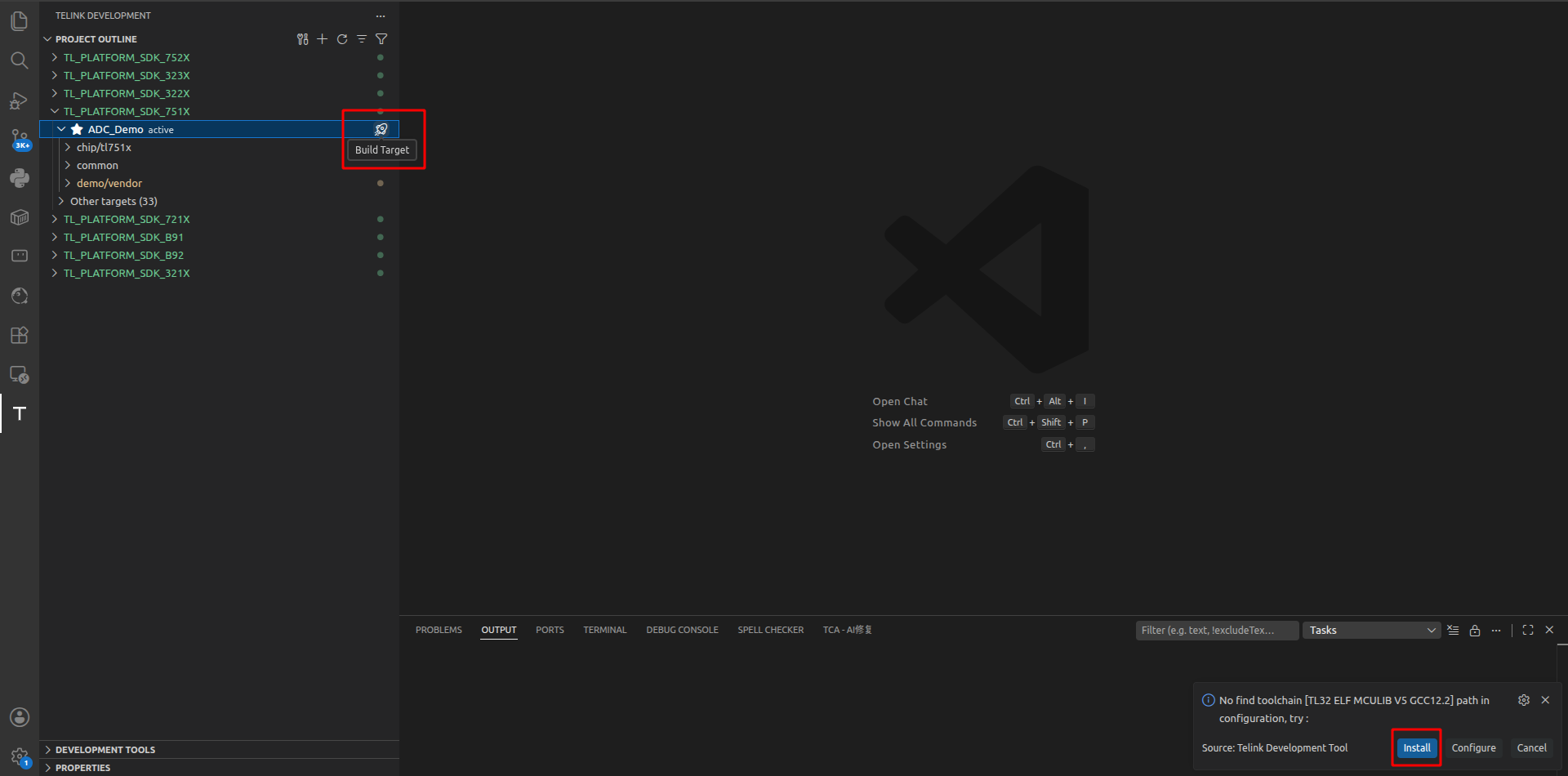 提示安装 Toolchain