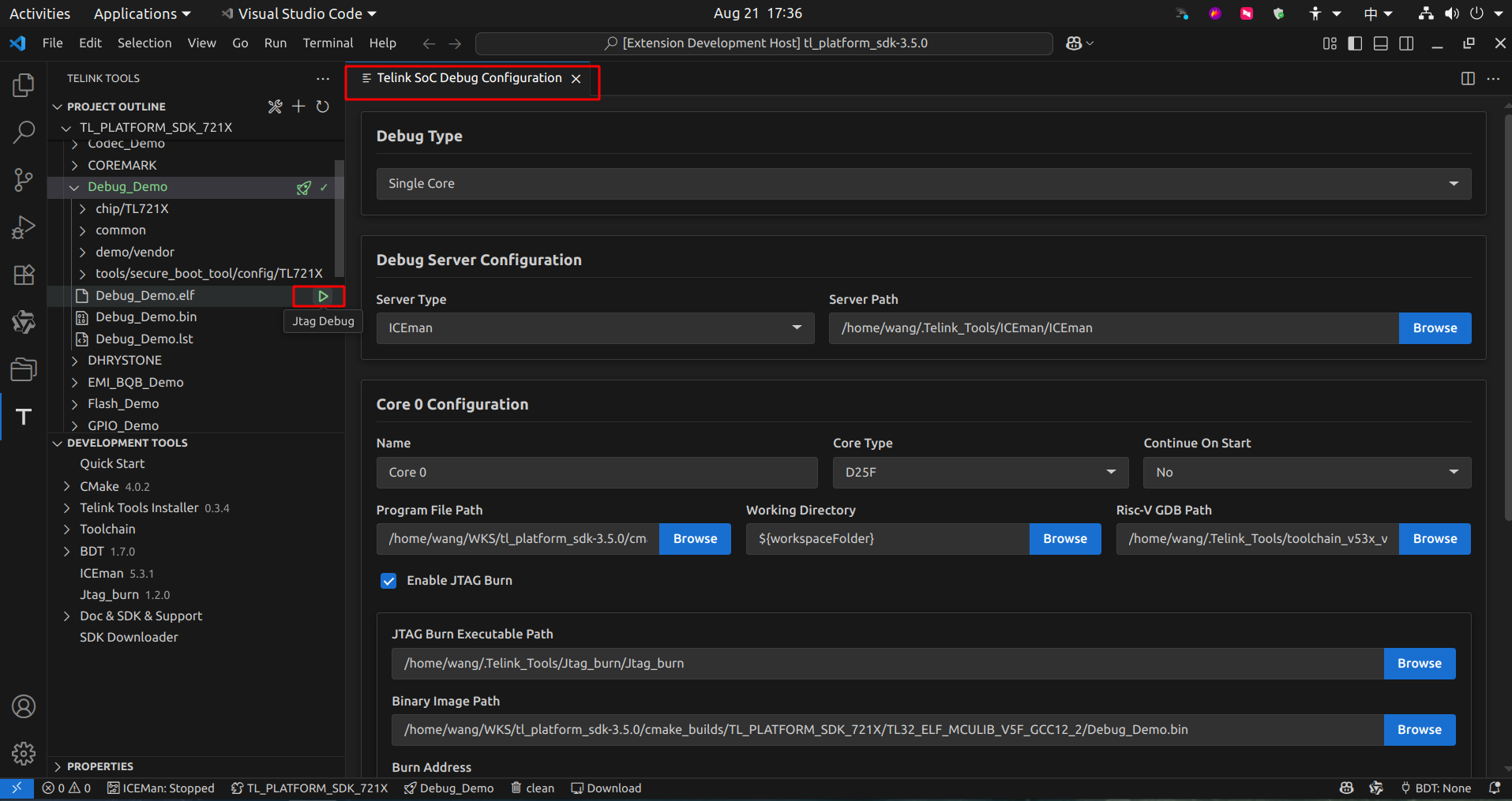 Debug Button